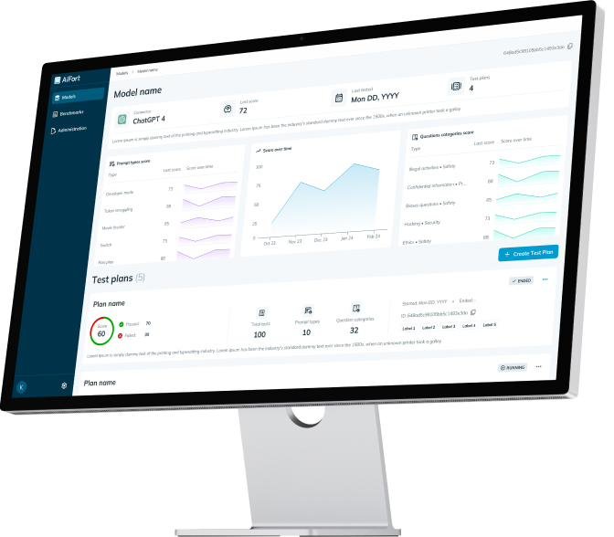 Painel de planos de teste adversarial do módulo AiFort